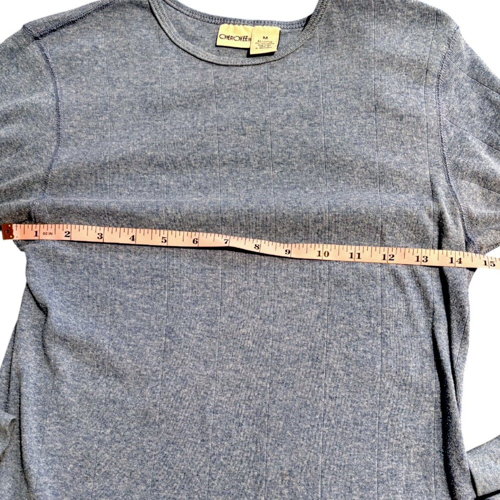Cherokee women's heather‎ blue ribbed long sleeve t-shirt sz M - Picture 9 of 10
